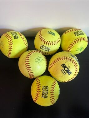 Official League Yellow Softball - Red Stitching
